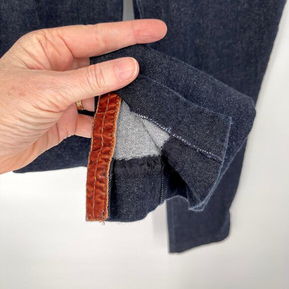 Anthropologie The Essential Slim Jeans Women Sz 2 Dark Wash Split Hem Cropped - Picture 6 of 9